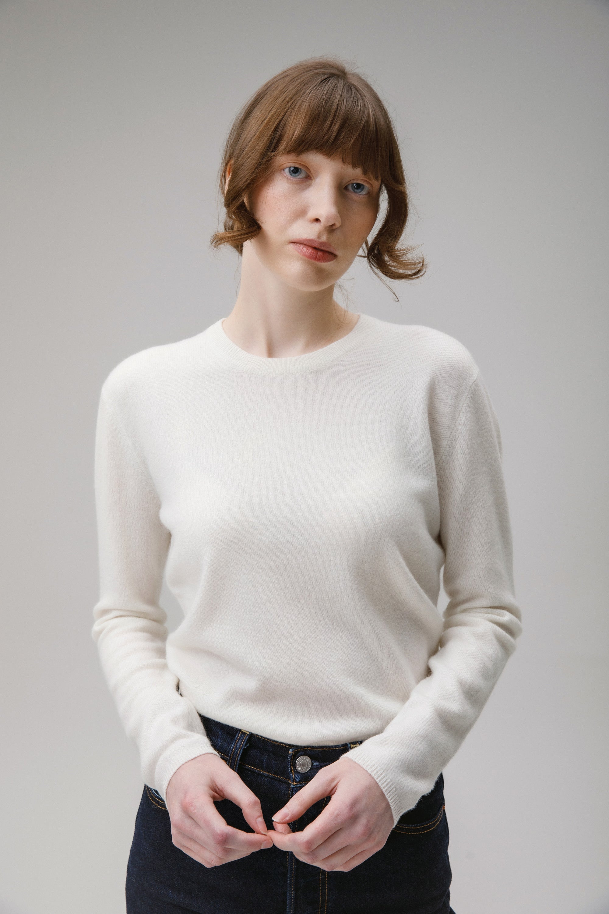 Women's Cashmere Crew Neck Jumper - Soft Cream – Kiltane