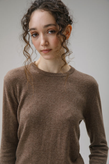 Women's Cashmere Crew Neck Jumper - Squirrel