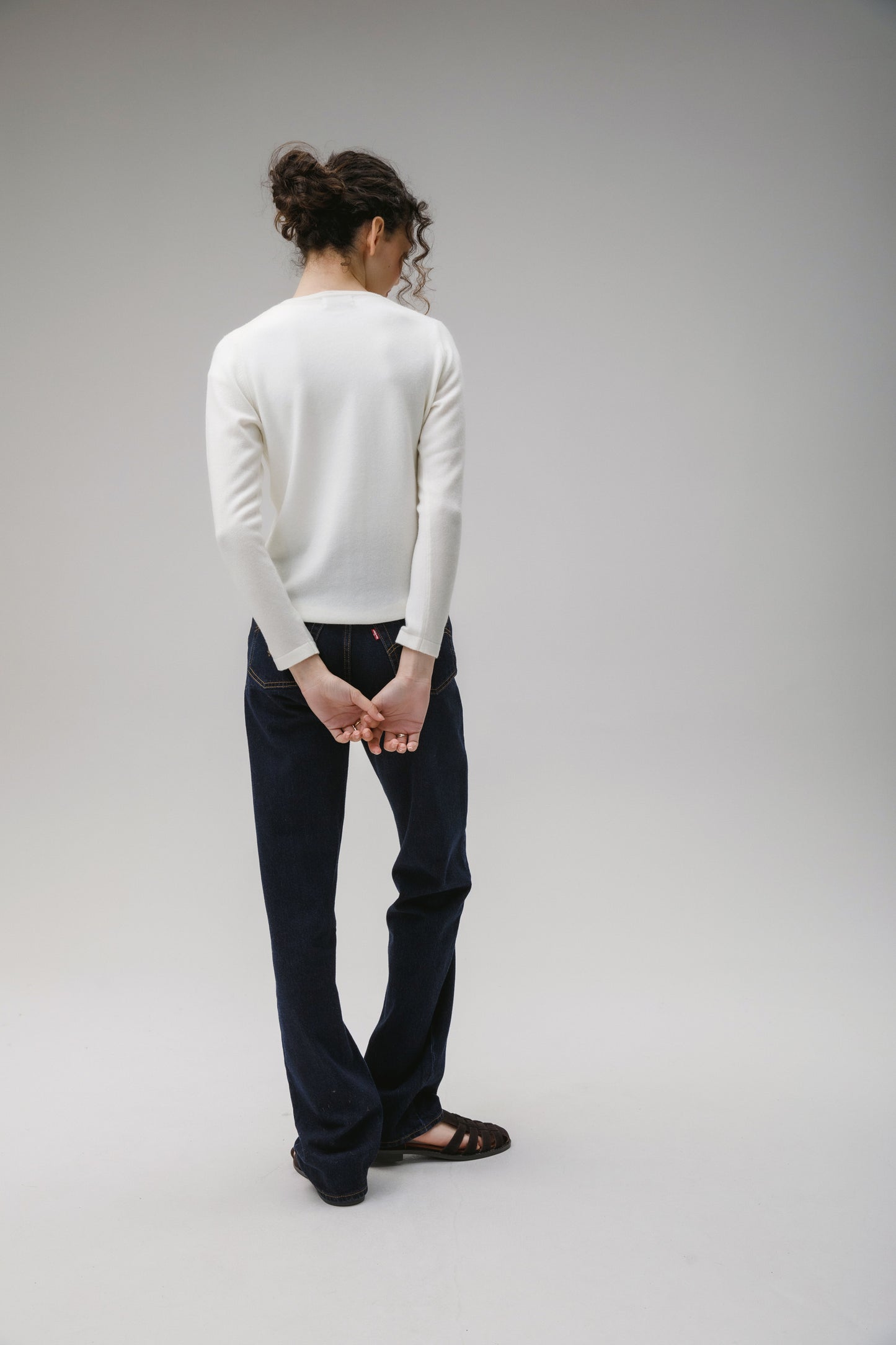 Women's Cashmere High Button Cardigan - Soft Cream