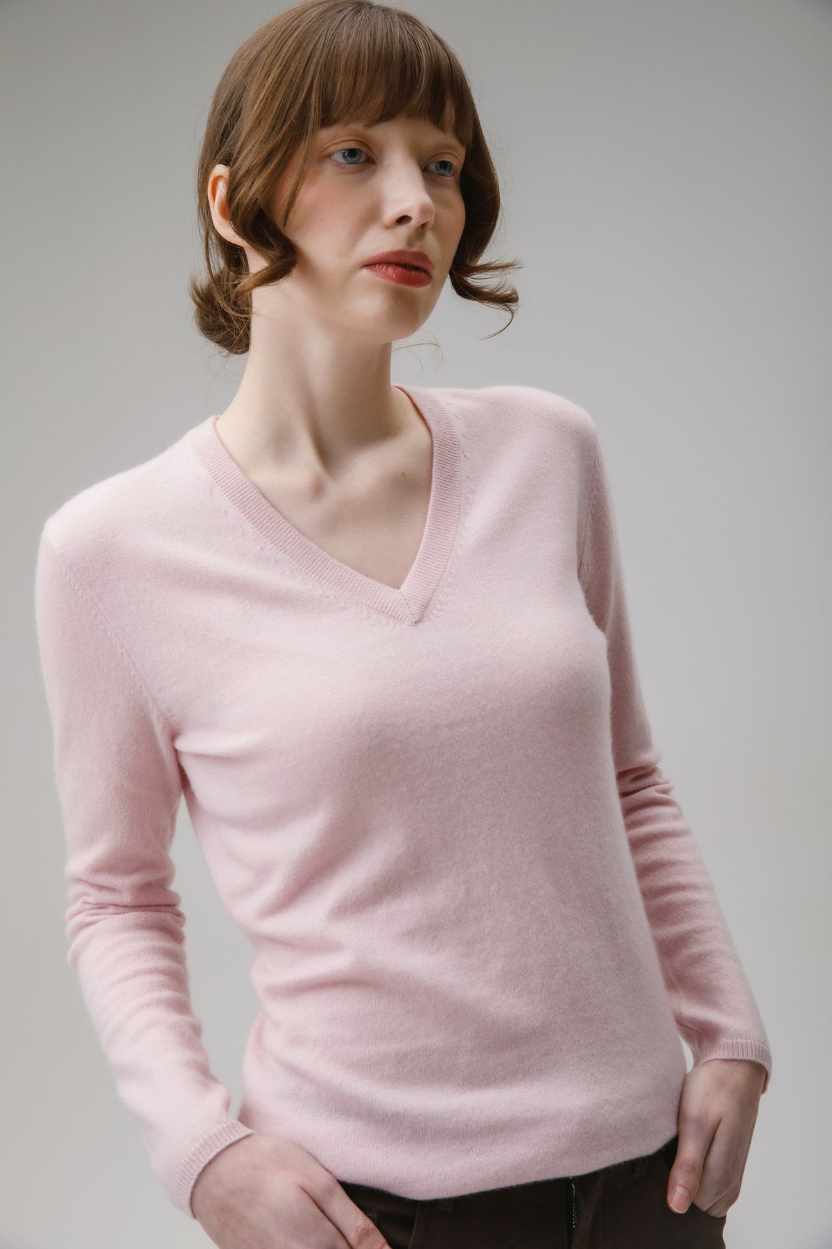 Women's Cashmere V Neck Jumper - Pale Lilac