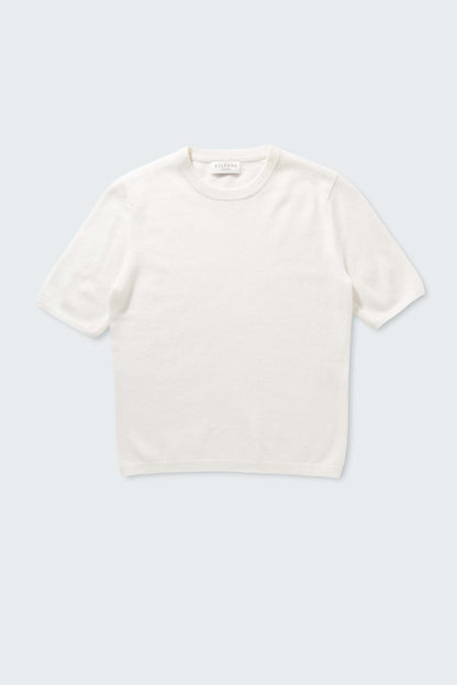 Women's Crew Neck Cashmere T-Shirt - Soft White