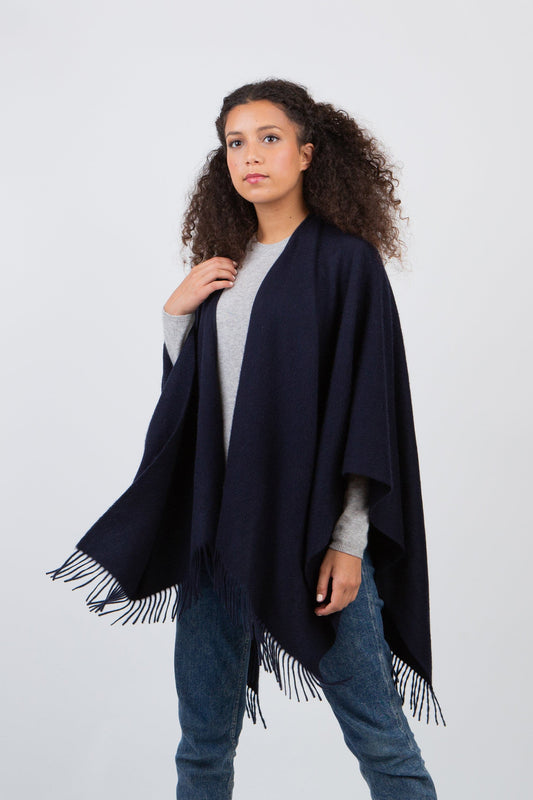 Solid Cashmere Wrap - Dark Navy