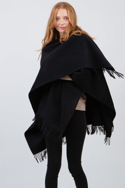 Solid Lambswool Wrap - Black