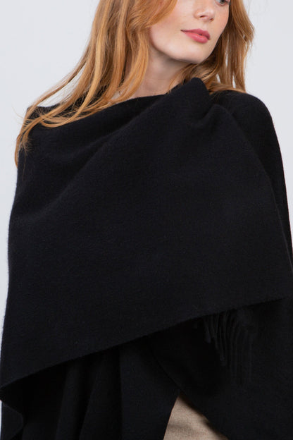 Solid Lambswool Wrap - Black