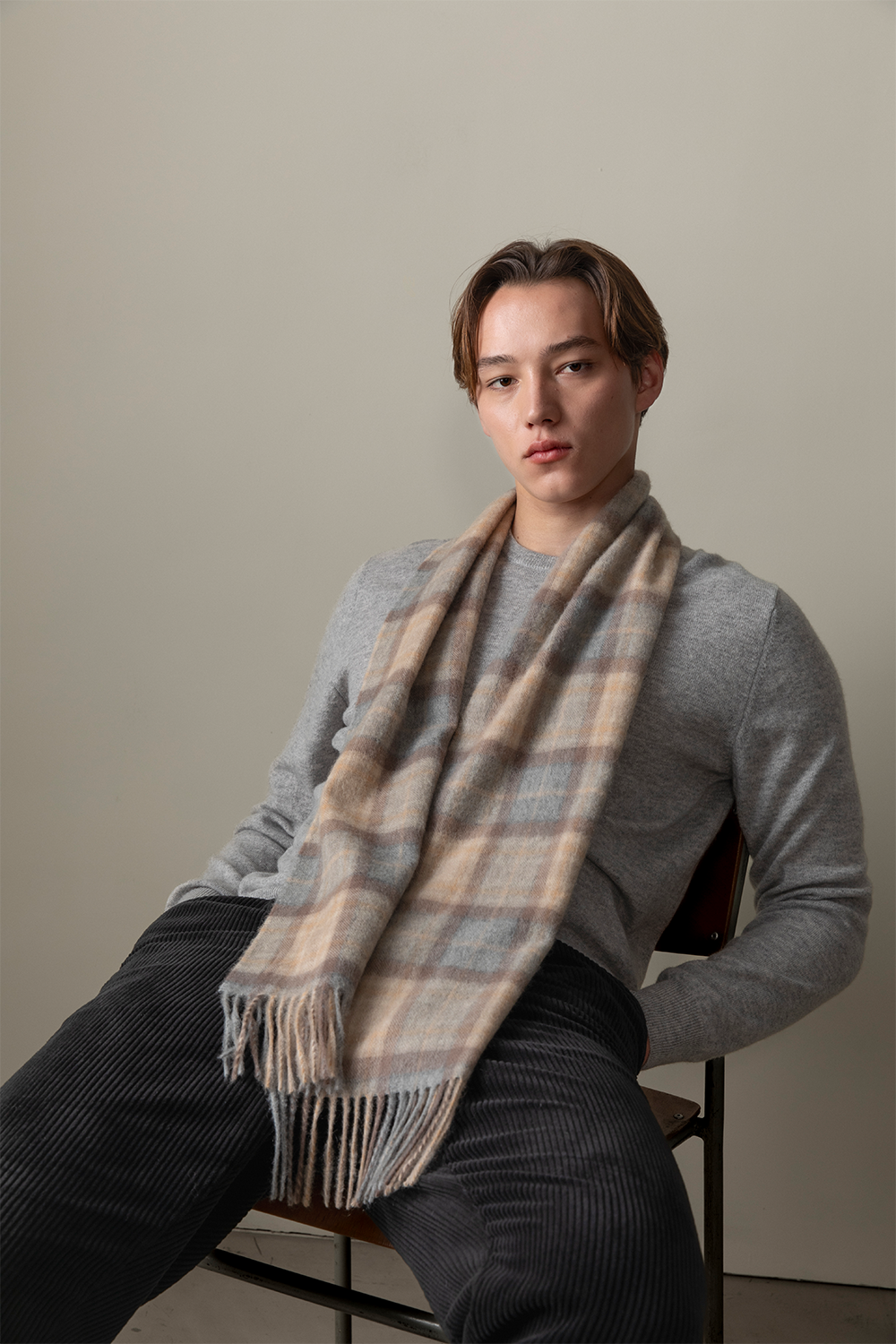 classic check cashmere scarf
