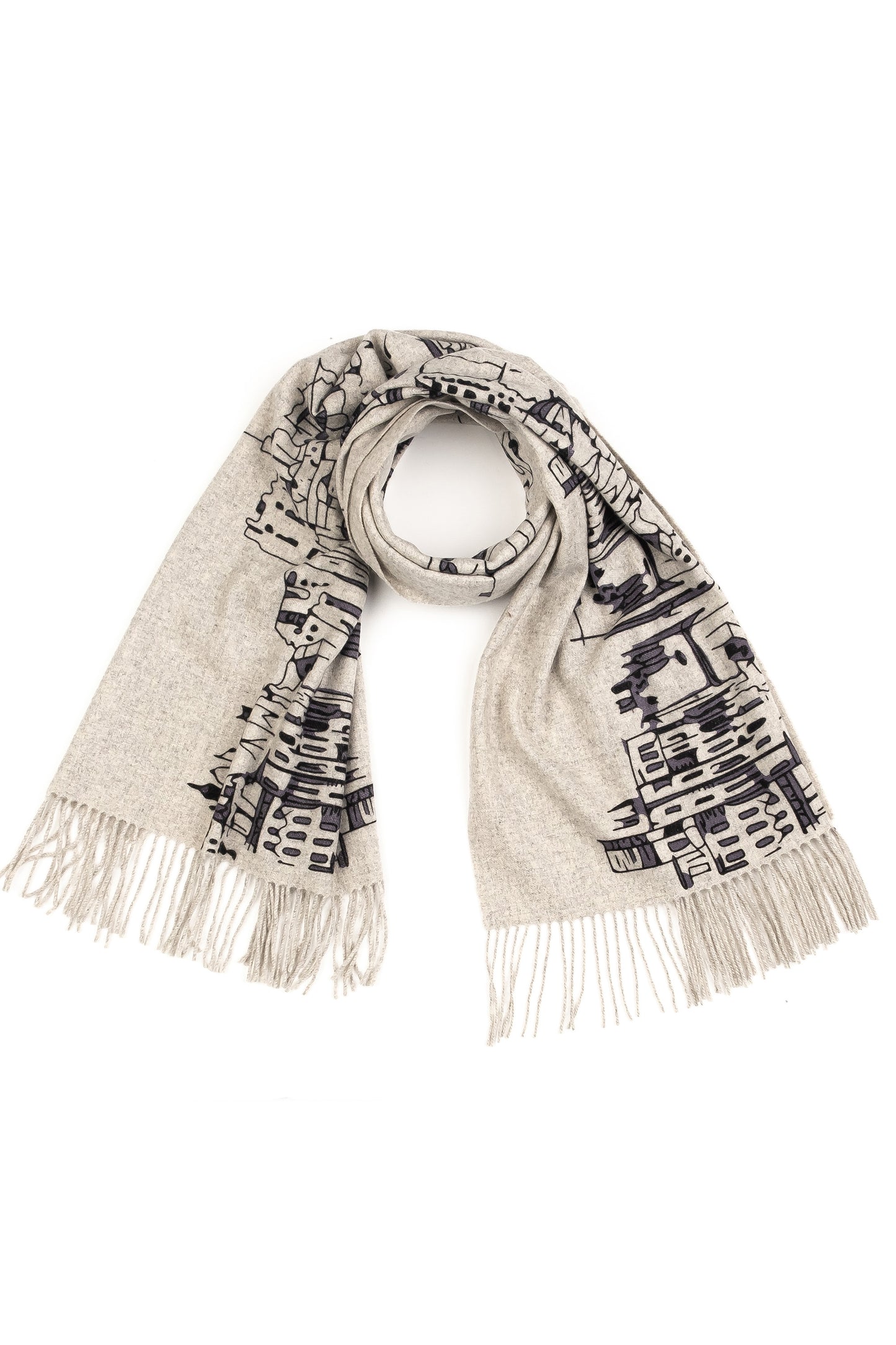 Skyline Cashmere Double Sided Stole - Grey