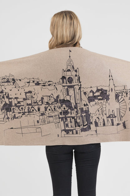 Skyline Cashmere Double Sided Stole - Beige