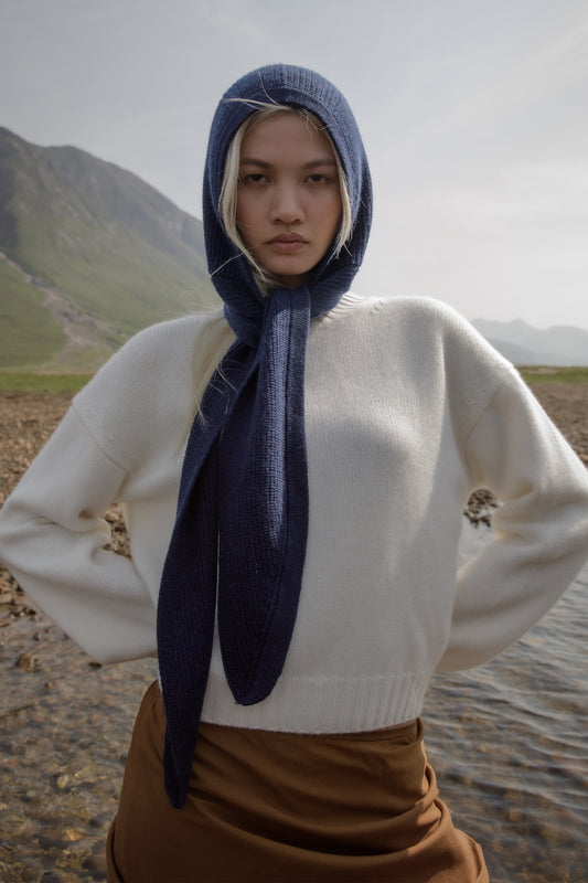 Hooded Cashmere Scarf - Cosmos