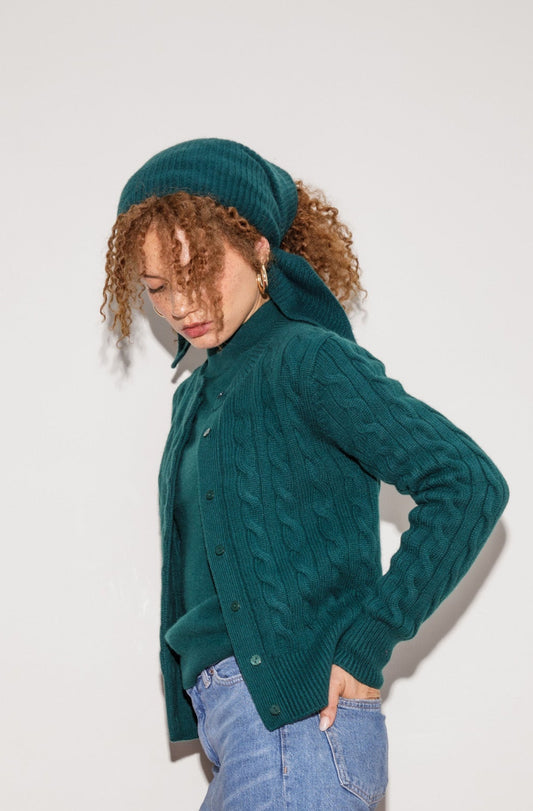 Knitted Cashmere Neck Tie - Forest Green