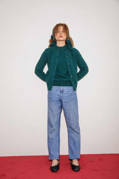 Knitted Cashmere Neck Tie - Forest Green