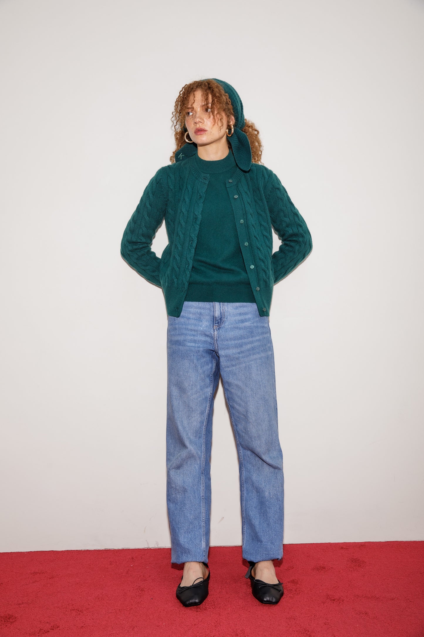 Knitted Cashmere Neck Tie - Forest Green