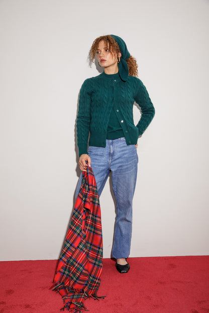 Knitted Cashmere Neck Tie - Forest Green