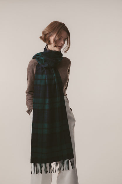 Heritage Tartan Cashmere Wide Scarf - Blackwatch