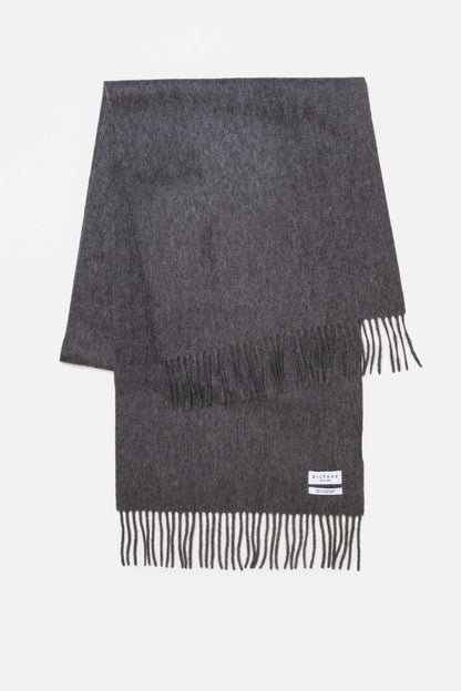 Solid Cashmere Wide Scarf - Steinway Grey
