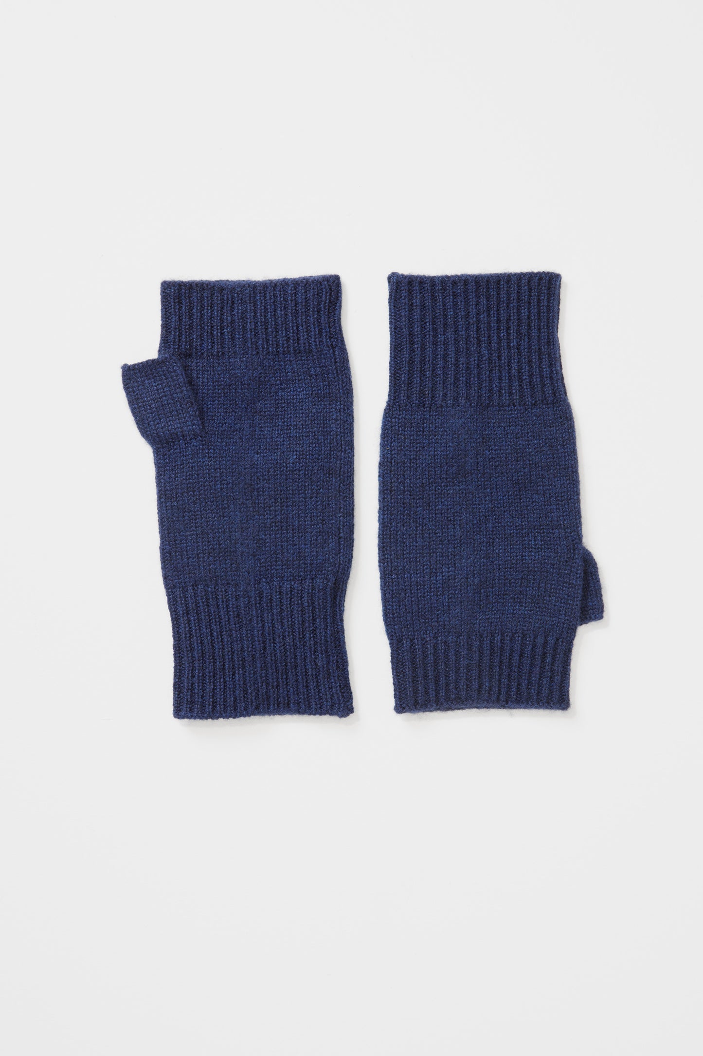 Cashmere Fingerless Mittens - Navy