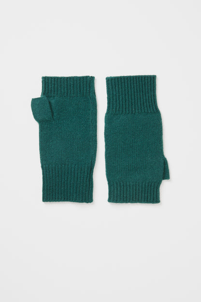 Cashmere Fingerless Mittens - Forest Green