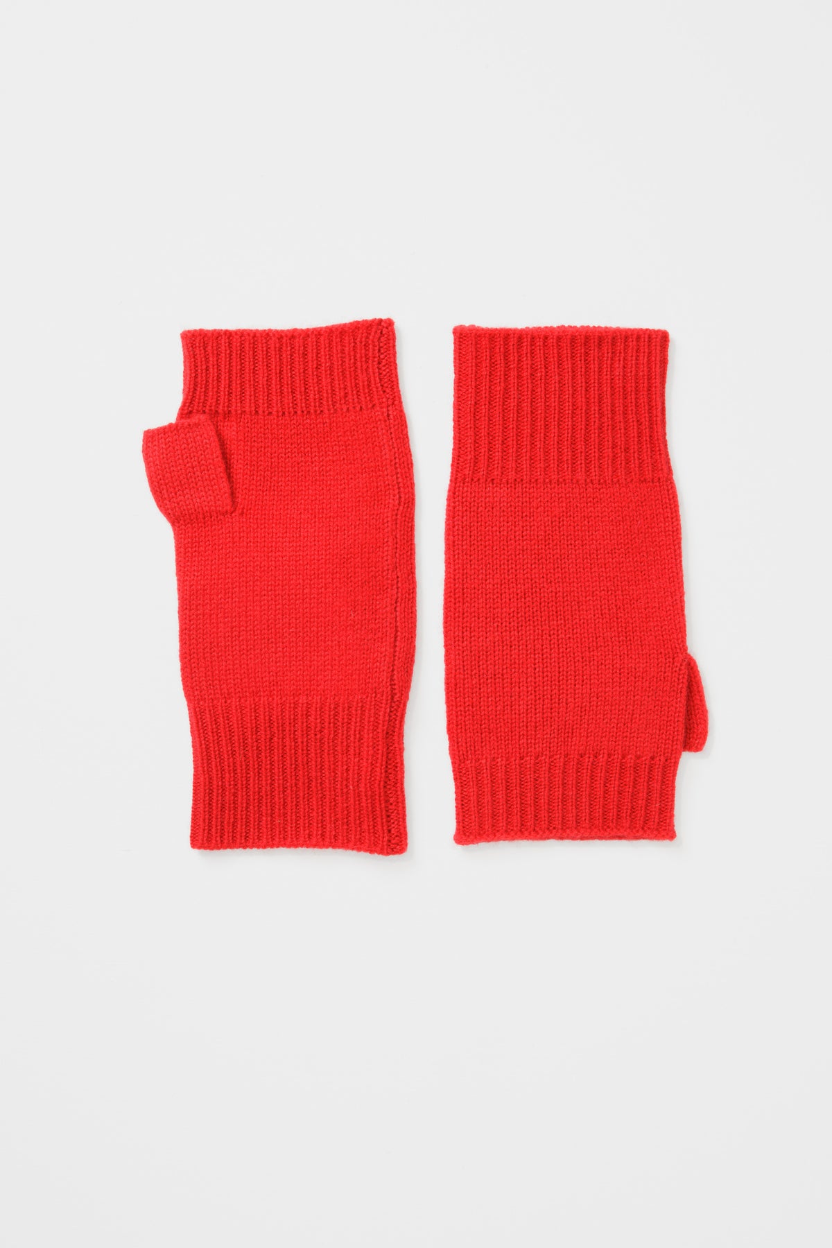 Fingerless Cashmere Mittens - Red