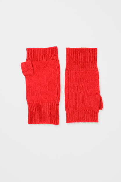 Cashmere Fingerless Mittens - Red