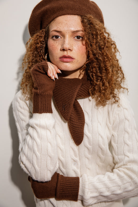 Cashmere Fingerless Mittens - Coco