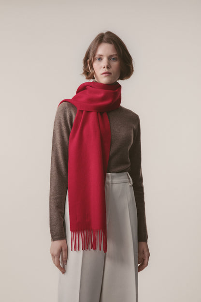 Solid Cashmere Scarf - Chinese Red