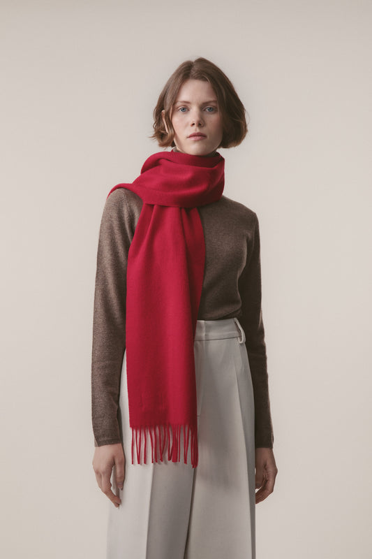 Solid Cashmere Scarf - Red