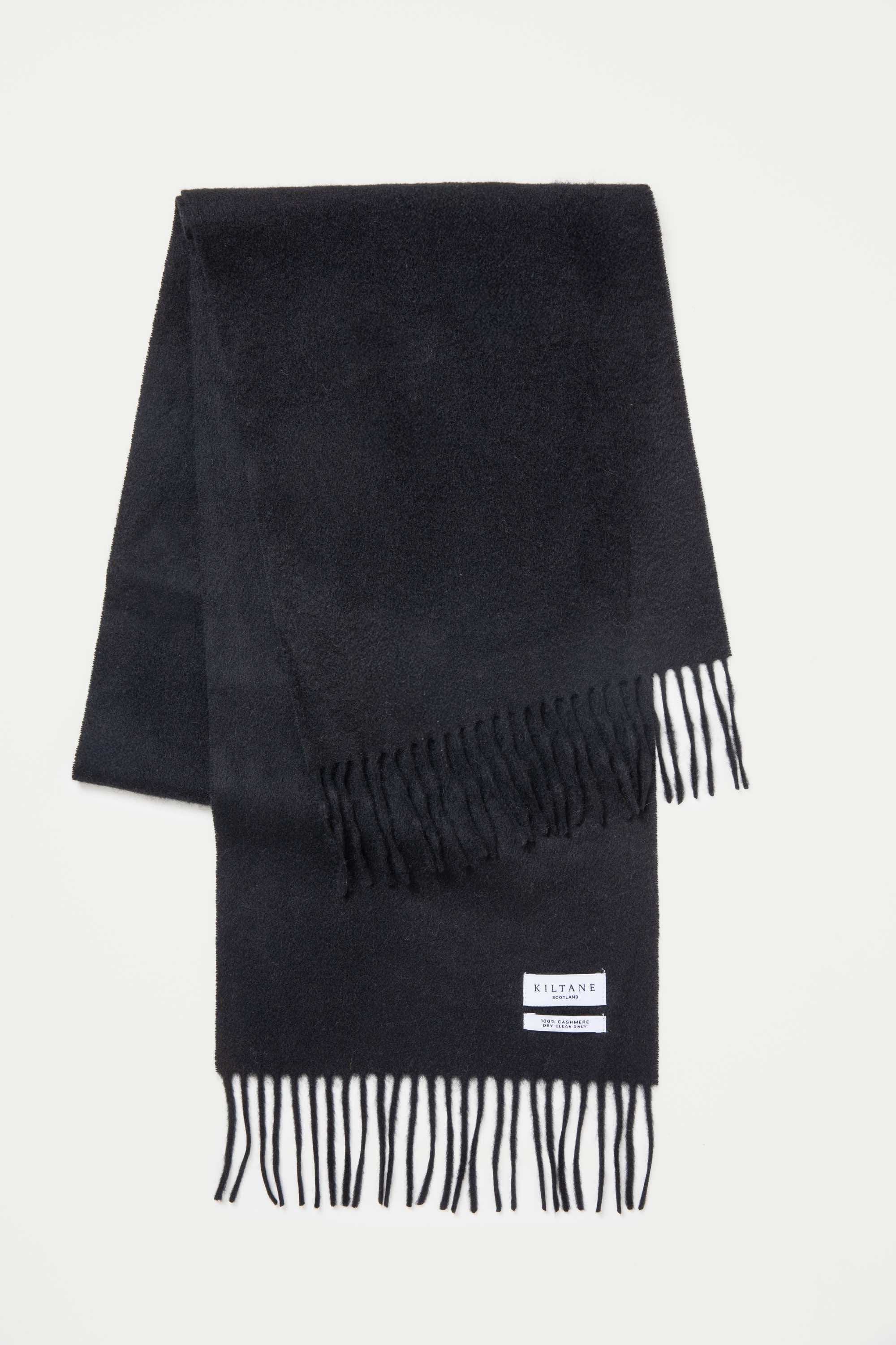PRY シュウト　MTR Cashmere Stole BLACK Solid Cashmere Scarf - Black – Kiltane