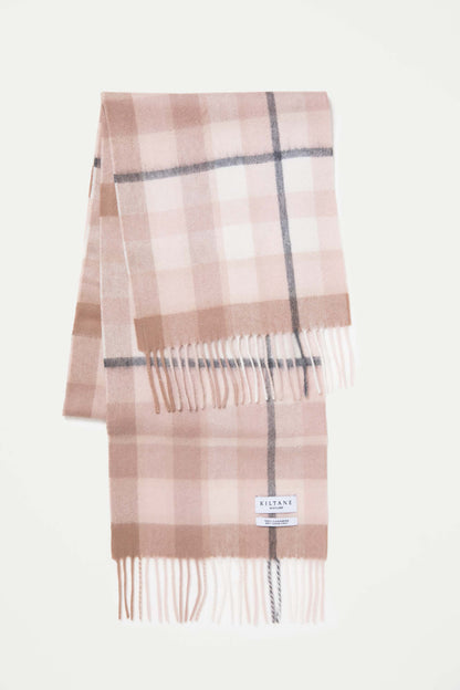 Contemporary Check Cashmere Scarf - Chocolate Blush