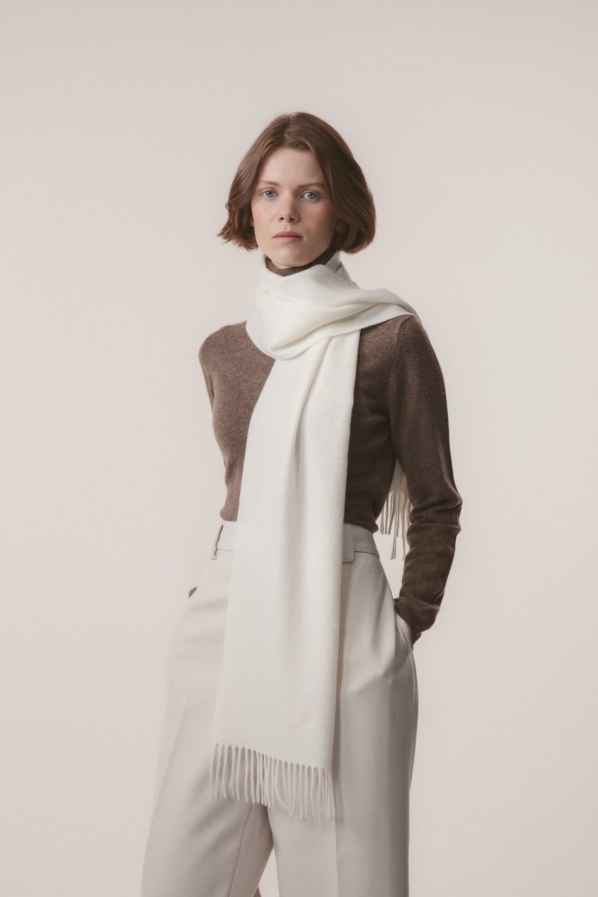 Solid Cashmere Scarf - Soft Cream