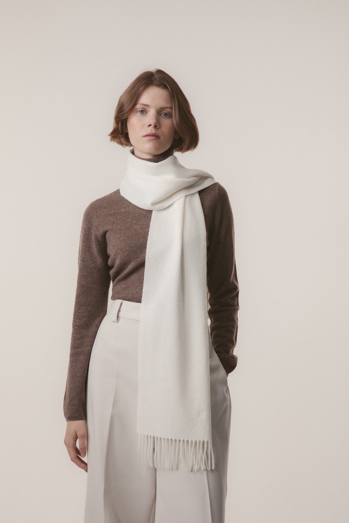 Solid Cashmere Scarf - Soft Cream