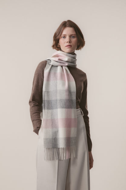 5 Square Check Cashmere Scarf - Cherub