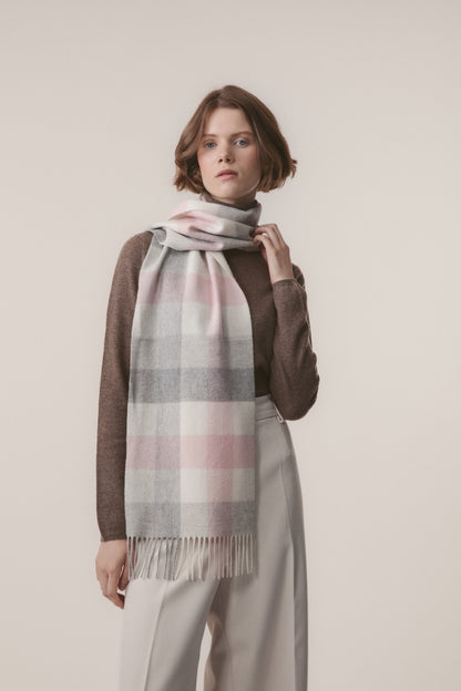 5 Square Check Cashmere Scarf - Cherub