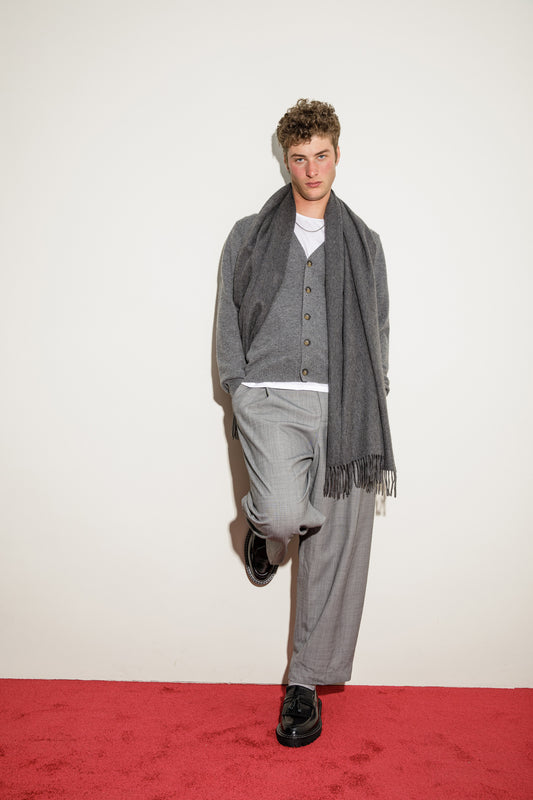 Solid Cashmere Stole - Steinway Grey