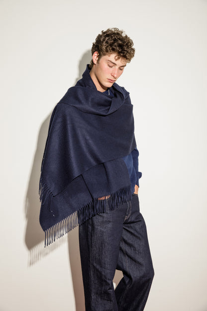 Solid Cashmere Stole - Dark Navy