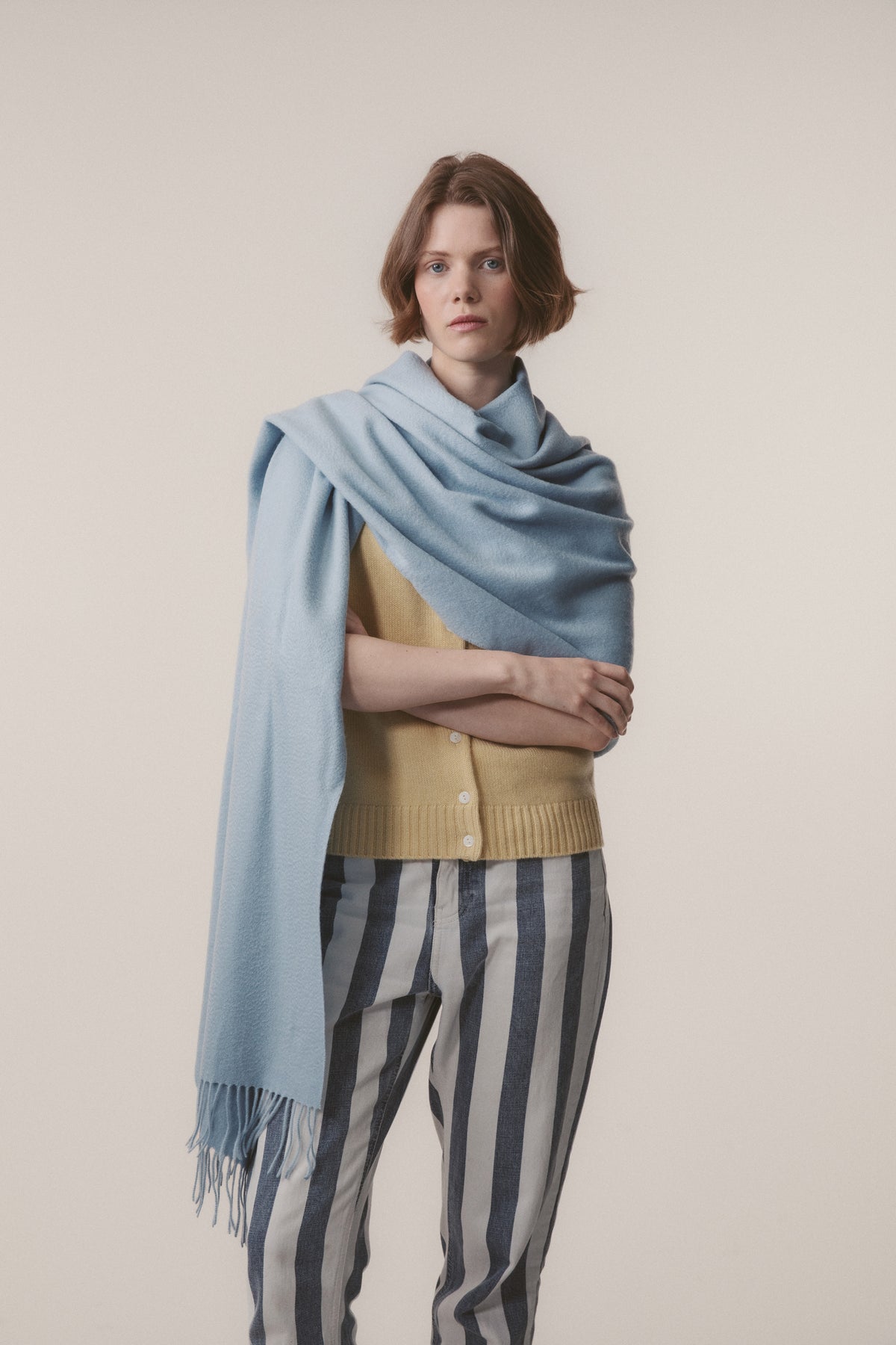Solid Cashmere Stole - Cashmere Blue