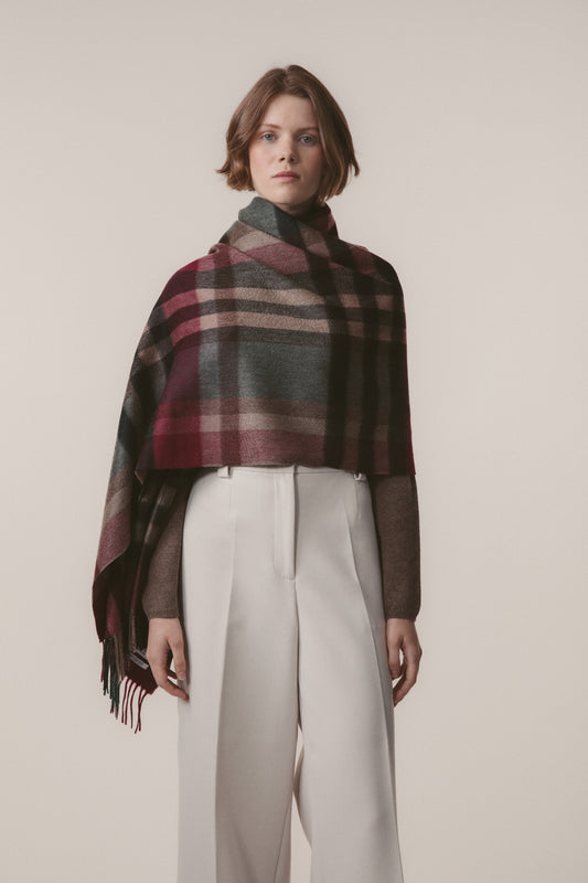 Tartan 2 Cashmere Stole - Burgundy Rust