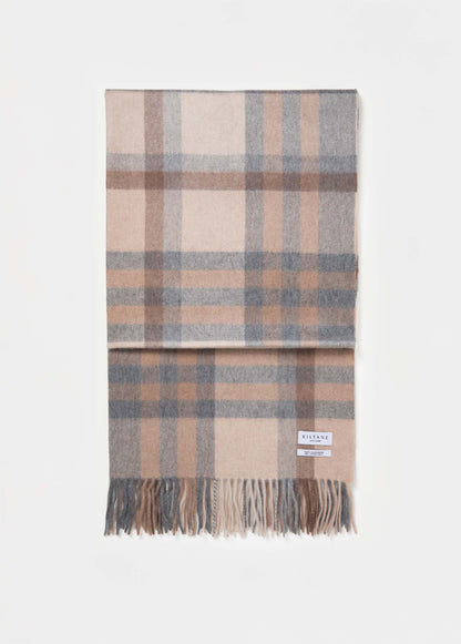 Tartan 2 Cashmere Stole - Natural
