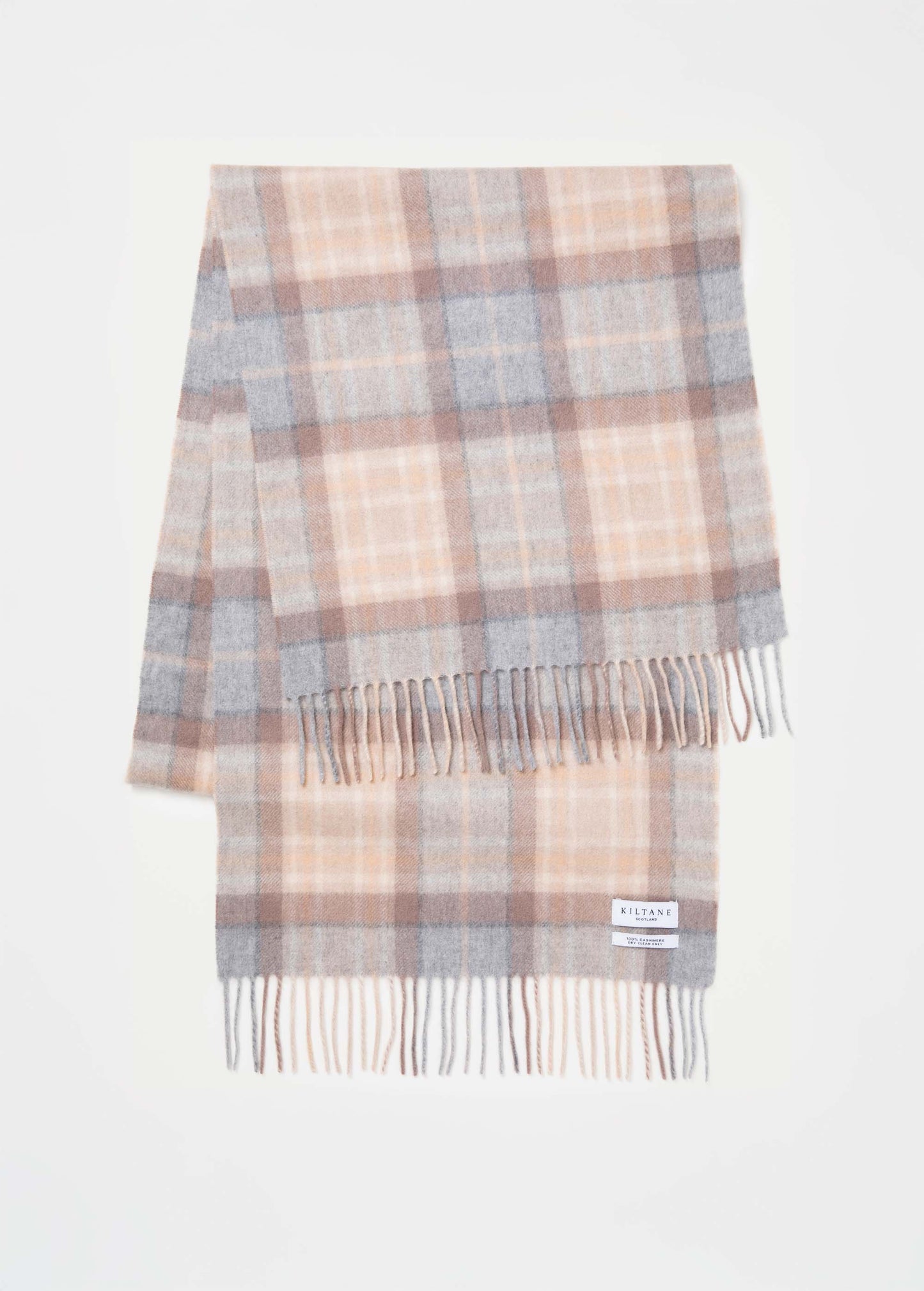 Heritage Tartan Cashmere Wide Scarf - Mackellar Natural