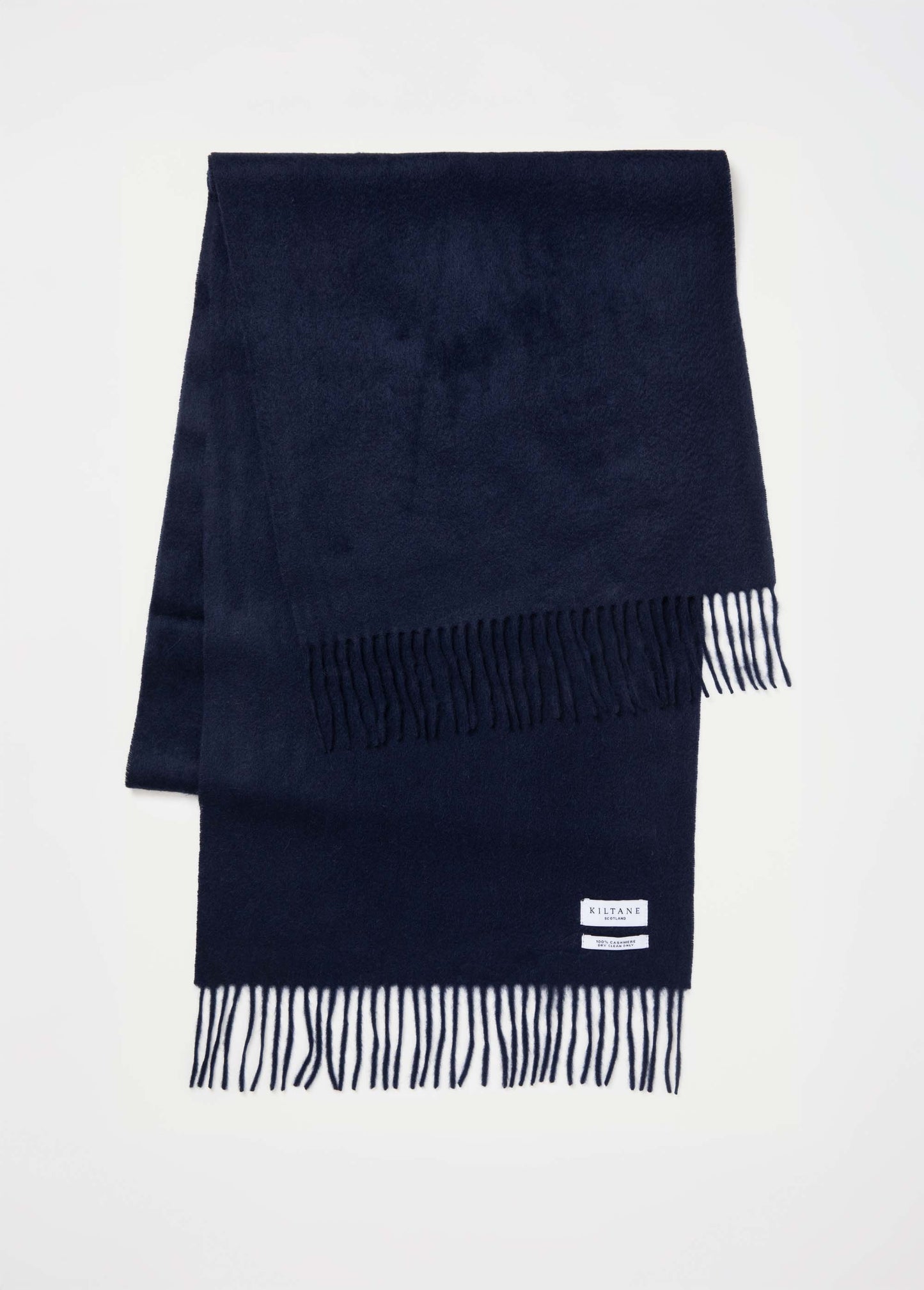 Solid Cashmere Wide Scarf - Dark Navy
