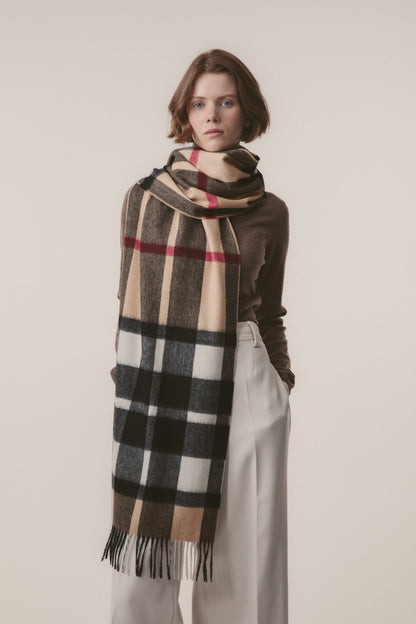 Exploded Camel Thompson Cashmere Wide Scarf