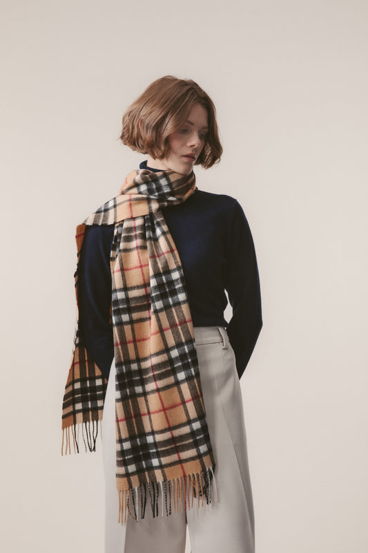 Scotty Thompson Cashmere Wide Scarf - Camel