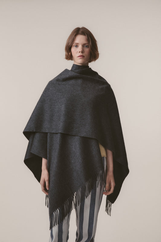 Solid Cashmere Wrap - Steinway Grey