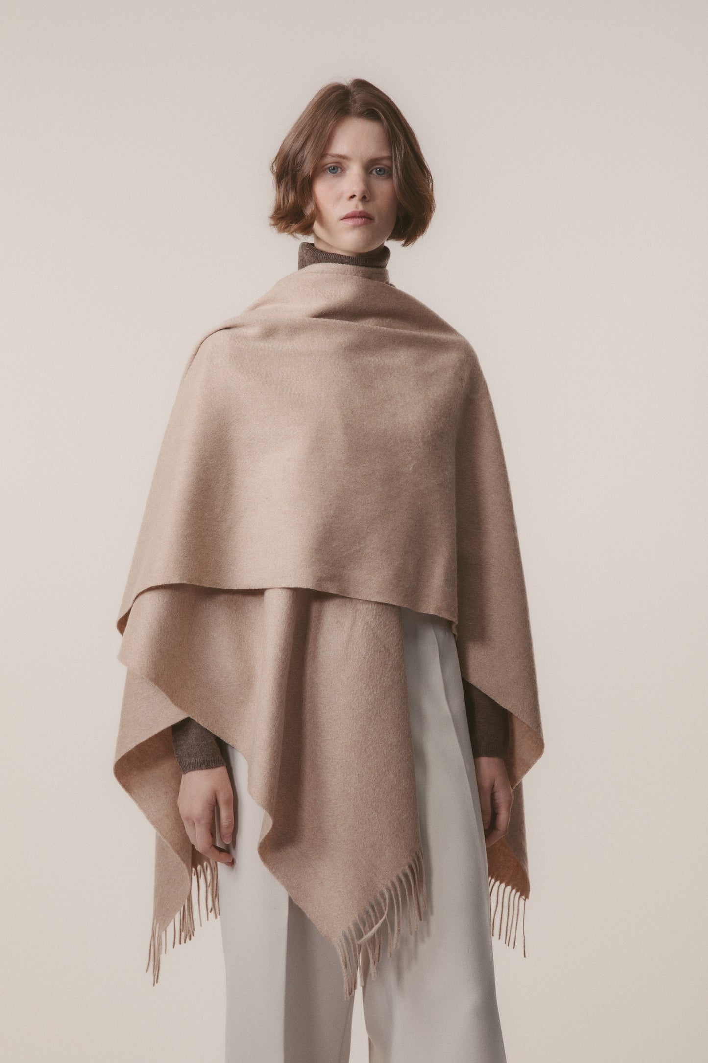 Solid Cashmere Wrap - Vicuna
