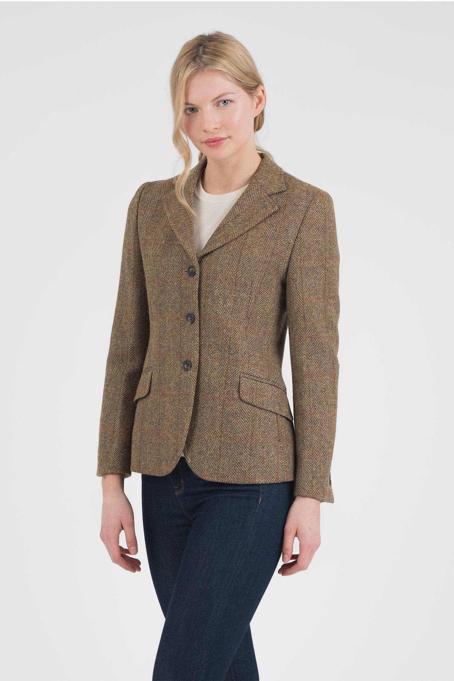 Women's Harris Tweed Claire Blazer - Mustard Check