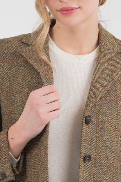 Women's Harris Tweed Claire Blazer - Mustard Check