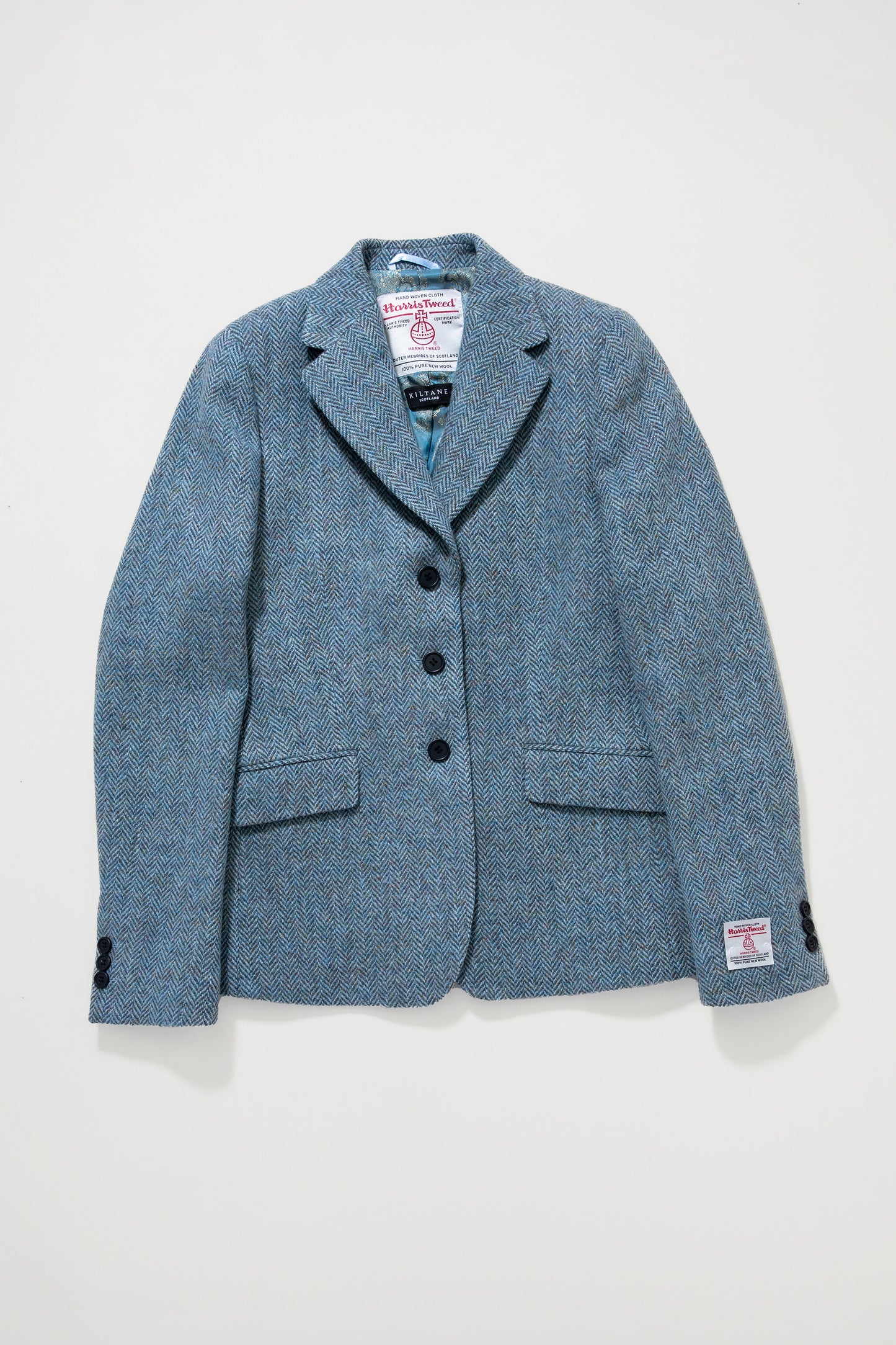 Women's Harris Tweed Claire Blazer - Light Blue Herringbone Mix