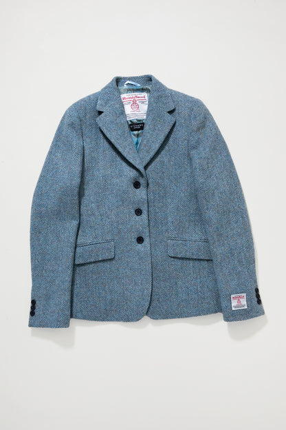 Women's Harris Tweed Claire Blazer - Light Blue Herringbone Mix