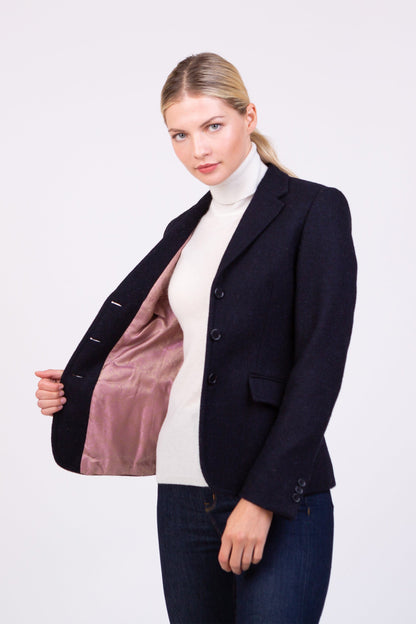 Women's Harris Tweed Claire Blazer - Dark Navy Twill Solid