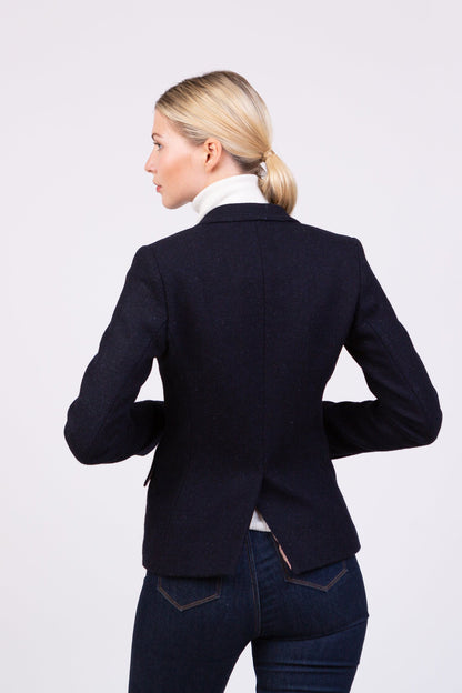 Women's Harris Tweed Claire Blazer - Dark Navy Twill Solid