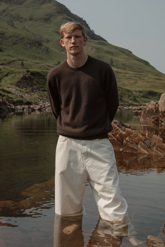 Men’s Comely Cashmere Crew Neck Jumper - Peat Brown