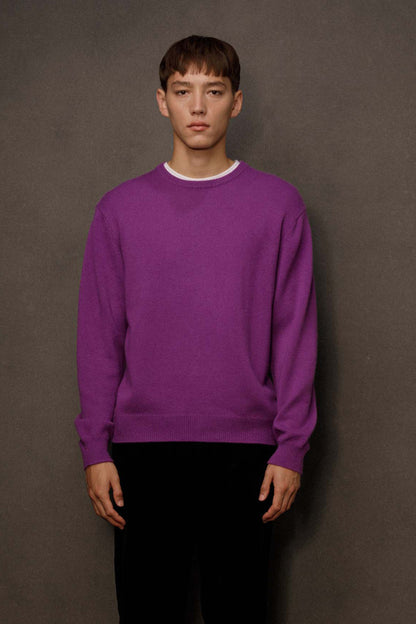 Men’s Comely Cashmere Crew Neck Jumper - Thistle Purple